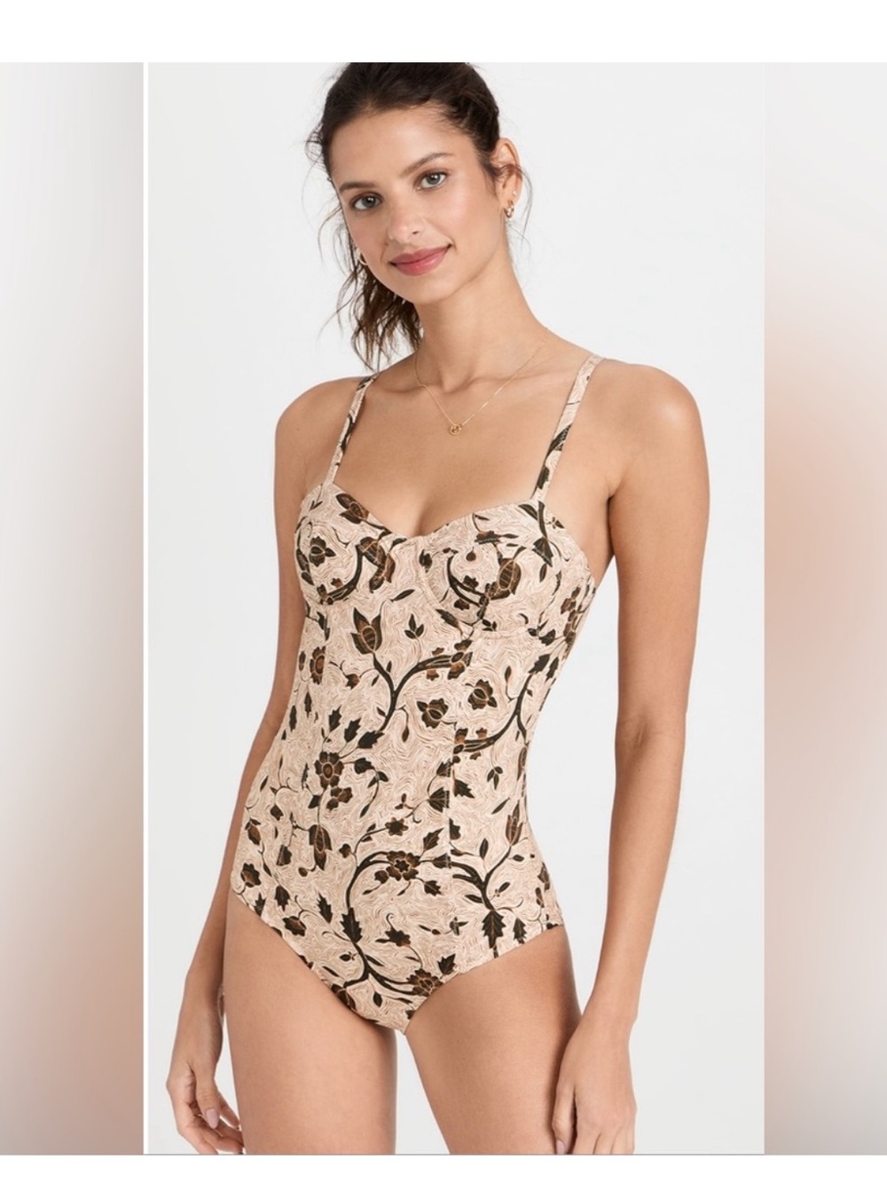 Ulla Johnson Sicily Maillot One Piece underwire swimsuit size M brown floral